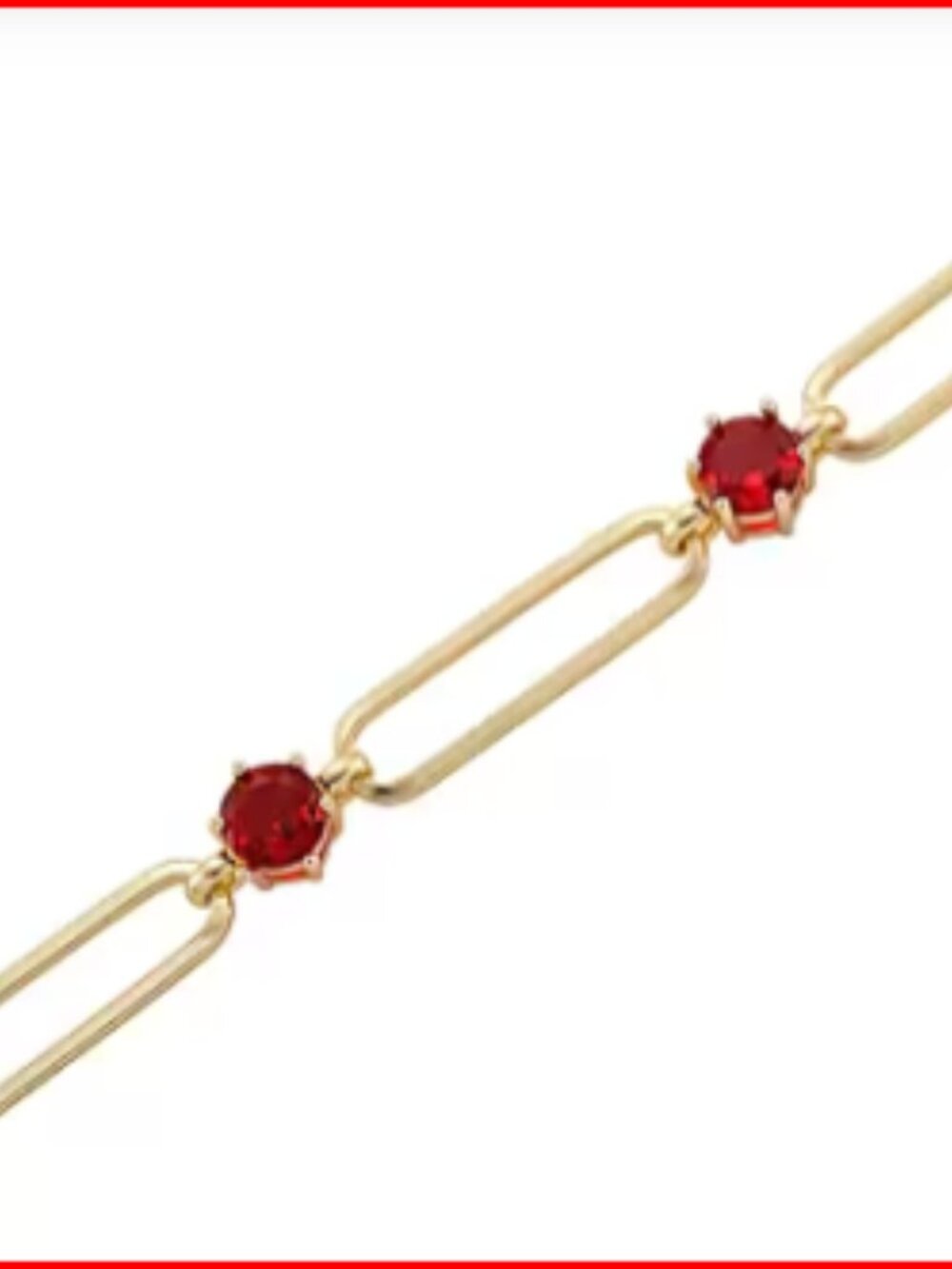 Ruby Color Austrian Crystal Paperclip Chain Necklace - Picture 3 of 5